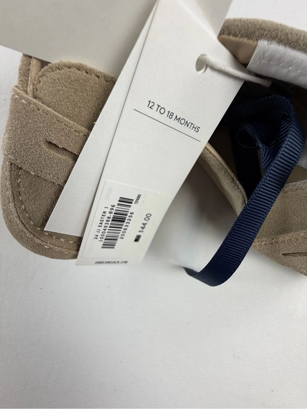 Janie and Jack Light Beige Suede-Look Baby Penny Loafers 12 - 18 months